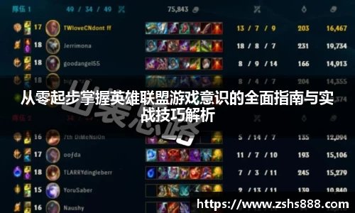 从零起步掌握英雄联盟游戏意识的全面指南与实战技巧解析