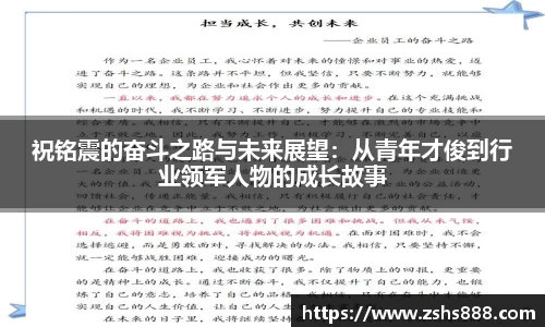 祝铭震的奋斗之路与未来展望：从青年才俊到行业领军人物的成长故事