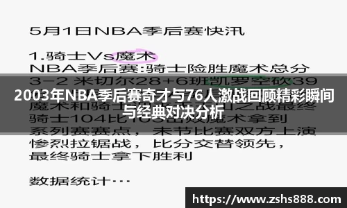 2003年NBA季后赛奇才与76人激战回顾精彩瞬间与经典对决分析