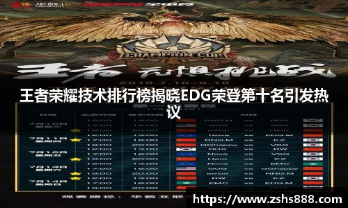 王者荣耀技术排行榜揭晓EDG荣登第十名引发热议